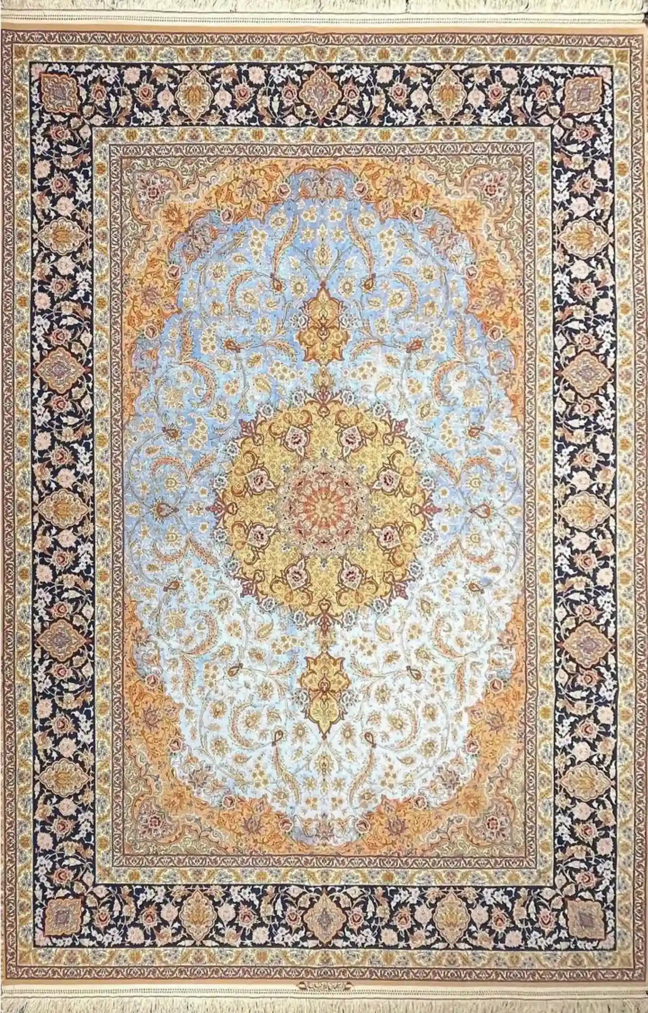 "Handmade Silk Persian Rug from Isfahan, 350 cm x 250 cm - Akhtarian Weaver"